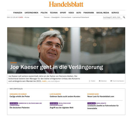 Handelsblatt Will Mit Neuem Website Design Den Wirtschaftsclub Starken